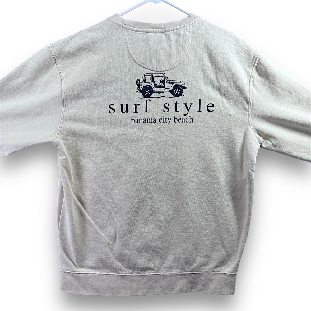 Trading Co Panama City Beach Surf Style Sweatshirt Mens Medium Beige Pullover
